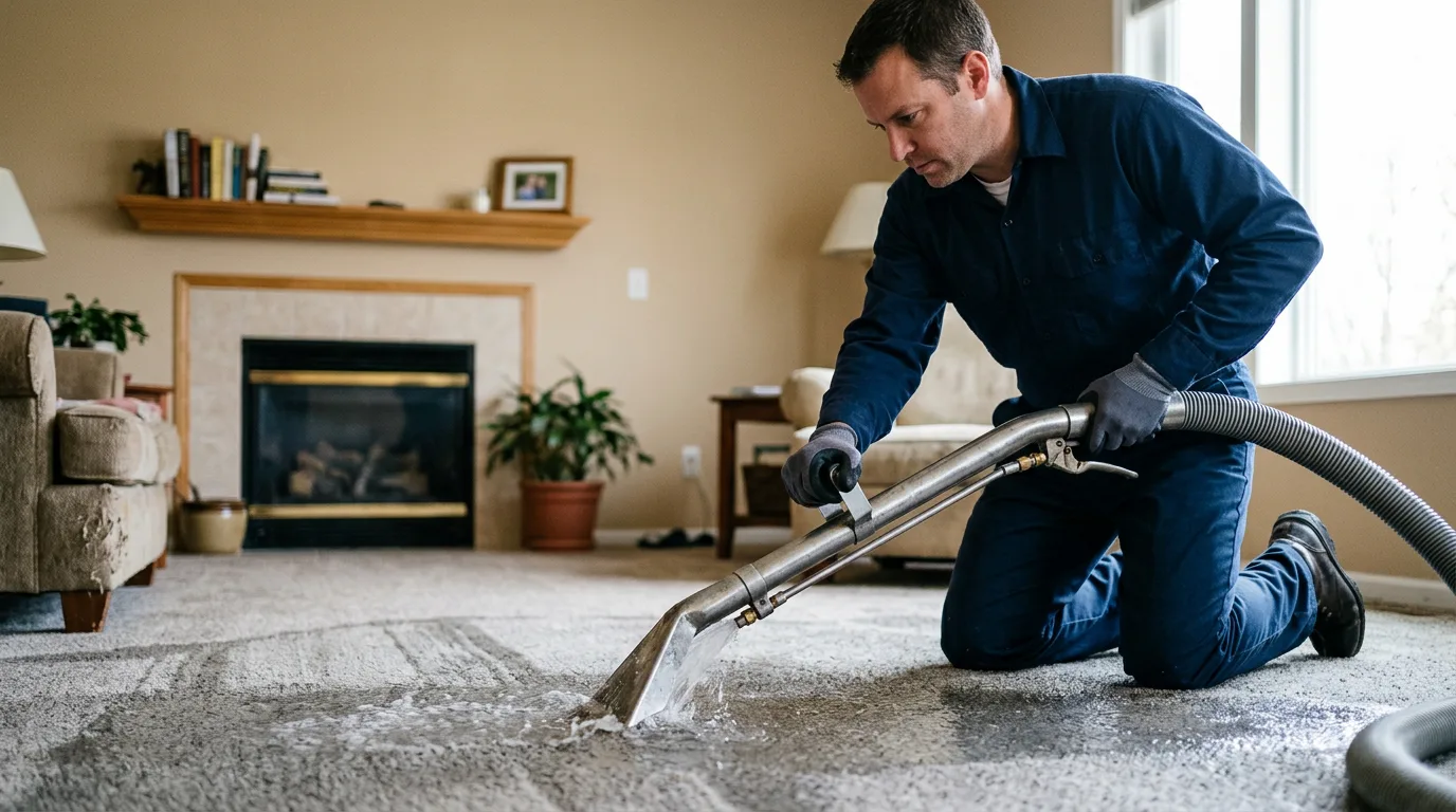 Water damage restoration technician working near Drybranch, WV
